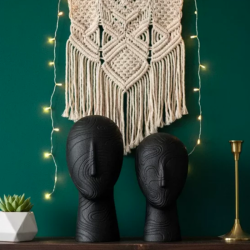 2'li Kadın Suratı Heykel Biblo Siyah 28x12cm - 1