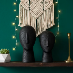 2'li Kadın Suratı Heykel Biblo Siyah 28x12cm - 2