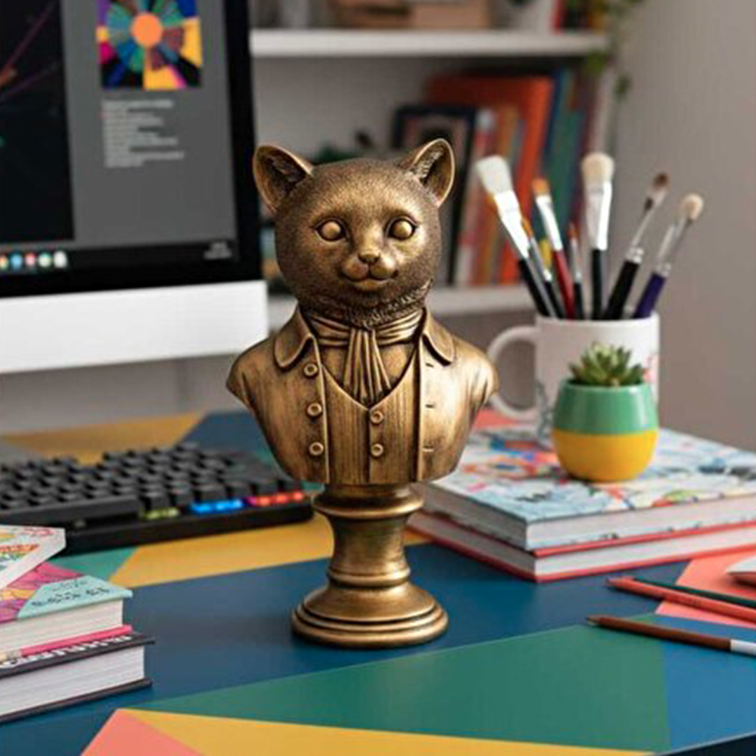 Beyefendi Kedi Biblo Heykeli 25x13 cm