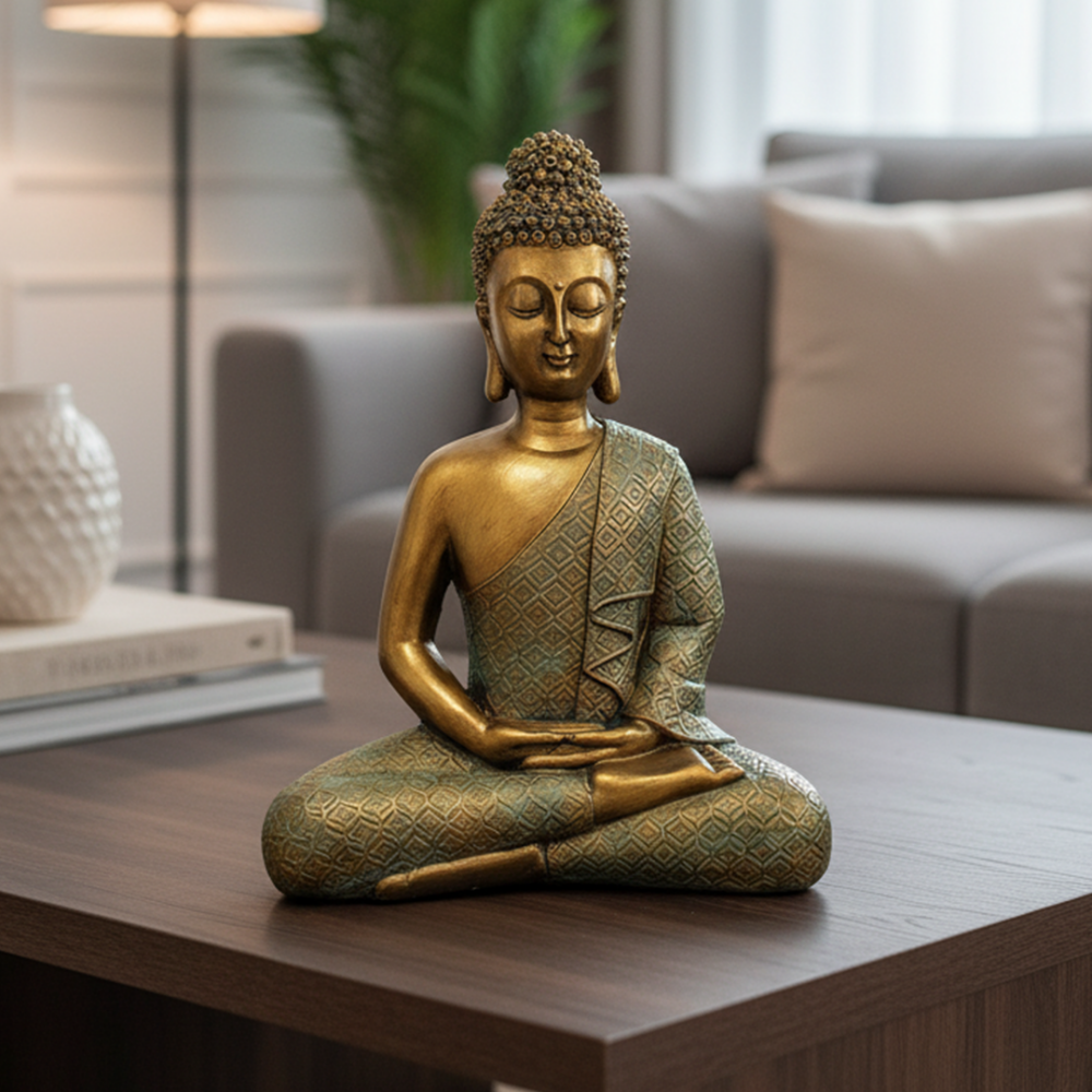 Büyük Boy Buda Heykeli Gold 35x27 cm - 3