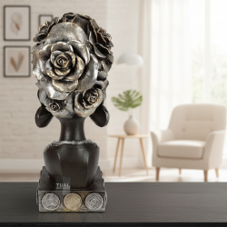 Çiçekli Etnik Kadın Heykeli 26x11 cm - 3