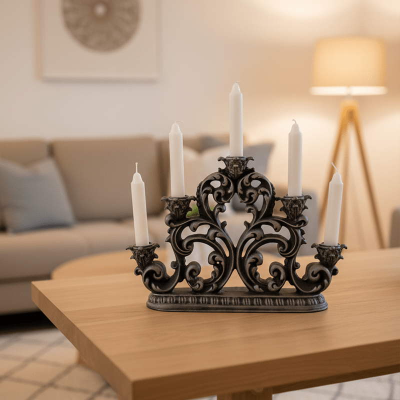 Dekoratif 5'li Şamdan Mumluk Ev Dekorasyon (29x19cm)