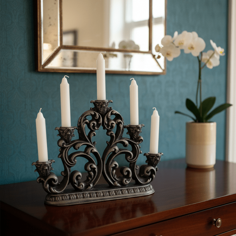 Dekoratif 5'li Şamdan Mumluk Ev Dekorasyon (29x19cm) - 2