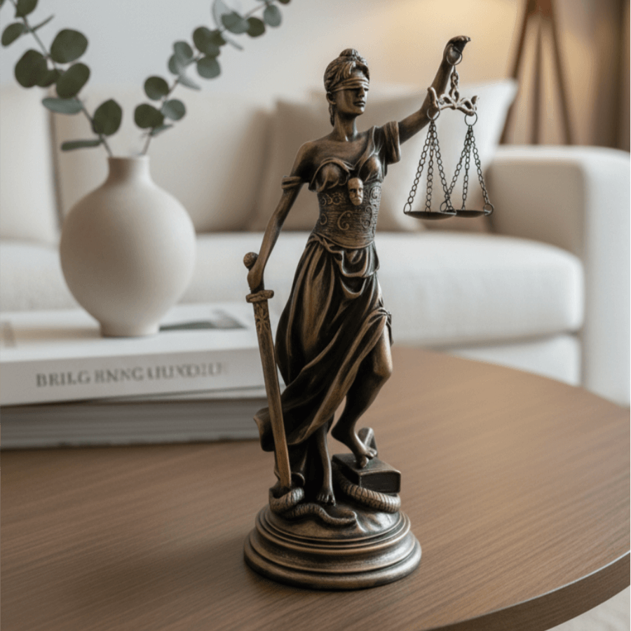 Dekoratif Adalet Terazisi Heykel Themis Biblo (35x15cm) 