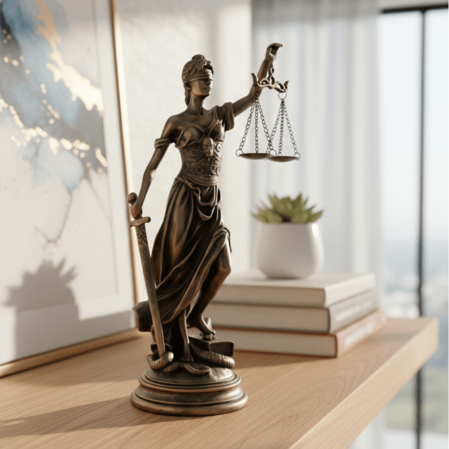 Dekoratif Adalet Terazisi Heykel Themis Biblo (35x15cm)  - 4