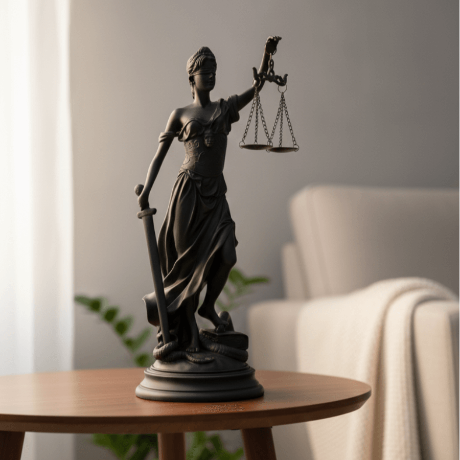 Dekoratif Adalet Terazisi Heykel Themis Biblo (35x15cm)  - 6