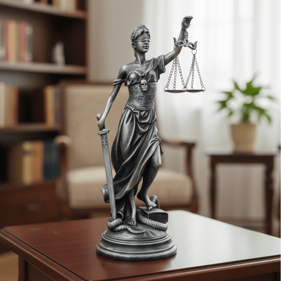 Dekoratif Adalet Terazisi Heykel Themis Biblo (35x15cm)  - 9