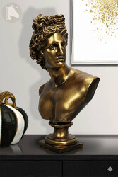 Dekoratif Antik Sezar Heykeli Sanatsal Roma Büst Biblo (32x22cm) Gold Eskitme