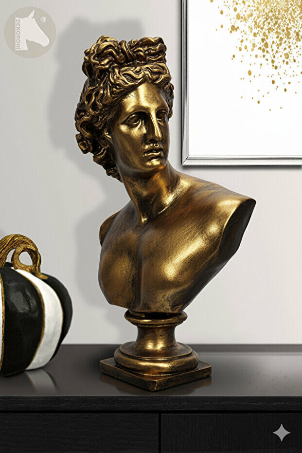 Dekoratif Antik Sezar Heykeli Sanatsal Roma Büst Biblo (32x22cm) - 2