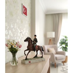 Dekoratif At Üzerinde Atatürk Heykeli (24x25cm) - Yurtta Sulh Cihanda Sulh - 1