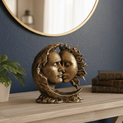 Dekoratif Ay Güneş Erkek ve Kadın Biblo (28x28cm) - 1