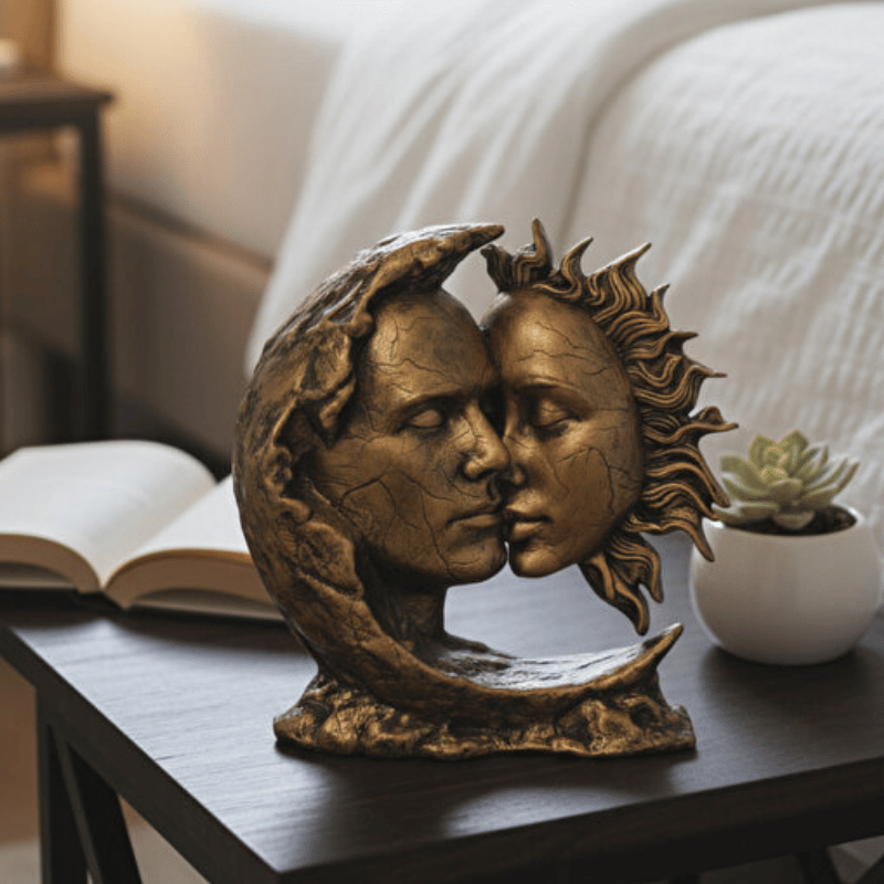 Dekoratif Ay Güneş Erkek ve Kadın Biblo (28x28cm) - 2