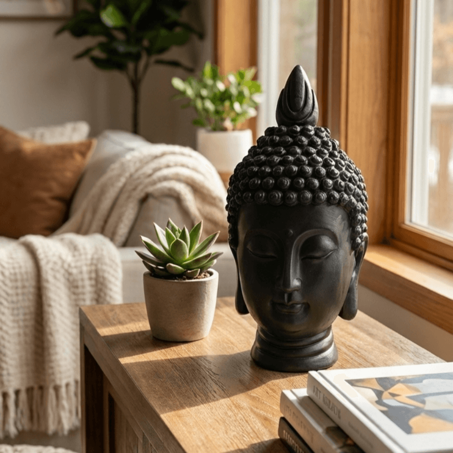 Dekoratif Buda Büstü Heykeli (29x13cm)