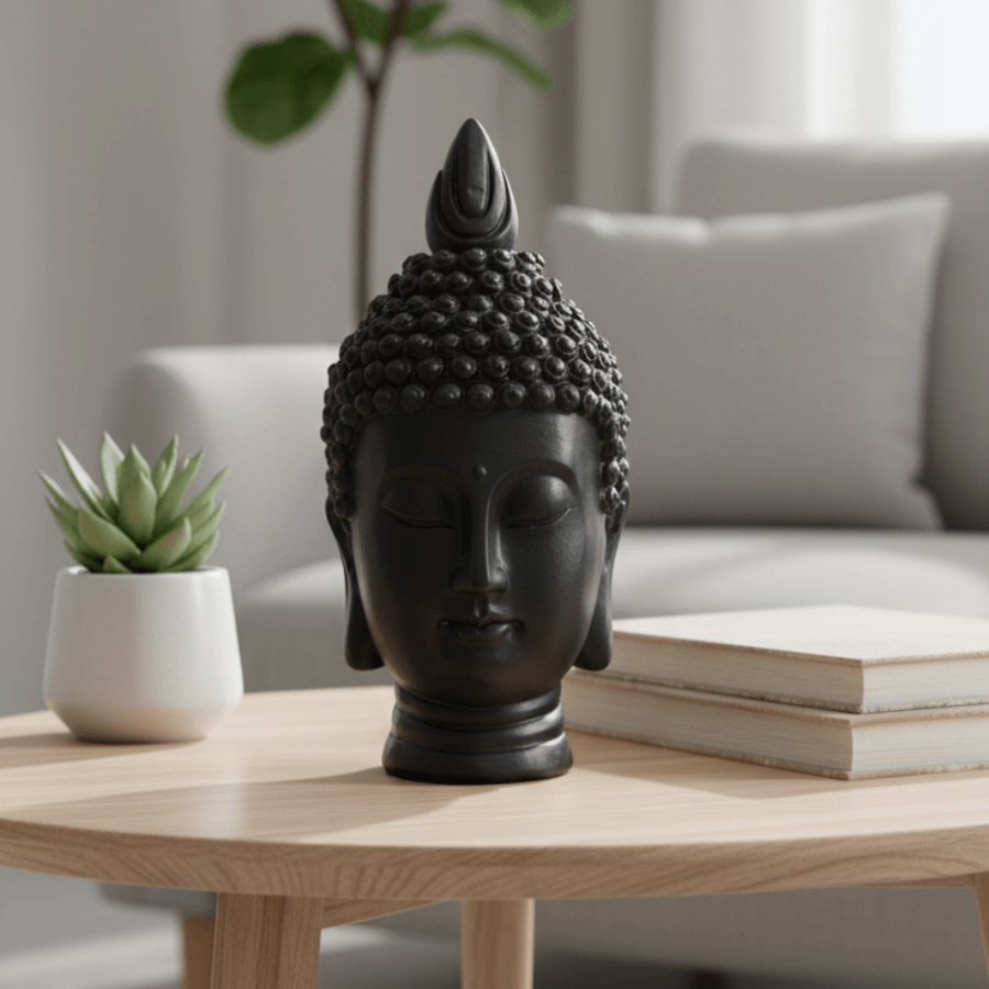 Dekoratif Buda Büstü Heykeli (29x13cm) - 3