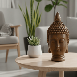 Dekoratif Buda Büstü Heykeli (29x13cm) Pas