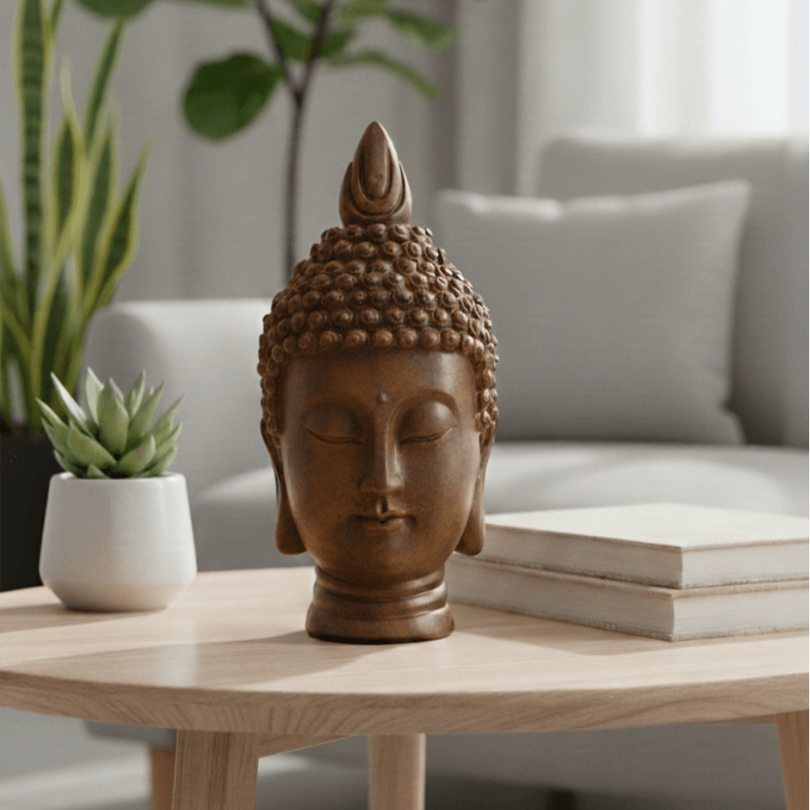 Dekoratif Buda Büstü Heykeli (29x13cm) - 5