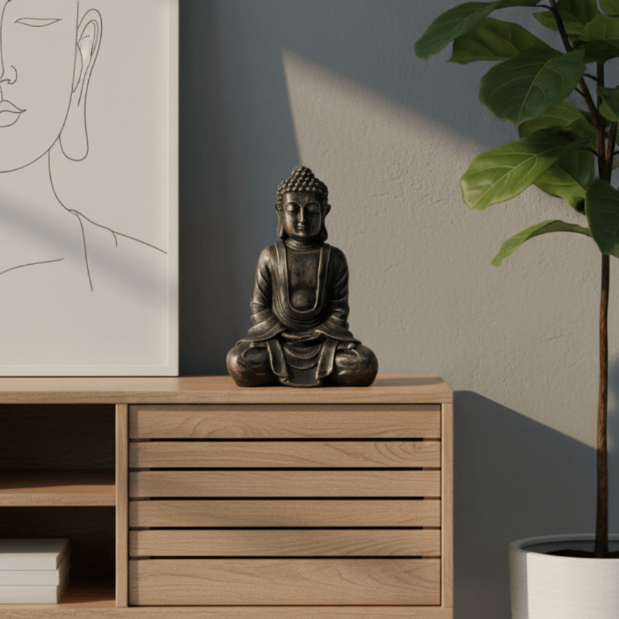 Dekoratif Buda Heykeli Biblo (22x15cm) - 9