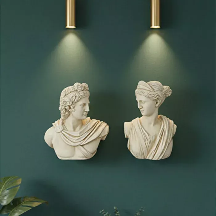 Dekoratif Duvar Büstü Diana ve Sezar Heykeli 2 Adet – 40x29cm ve 40x39 - 2