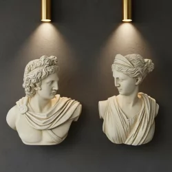  Dekoratif Duvar Büstü Diana ve Sezar Heykeli (40x29cm) - 2