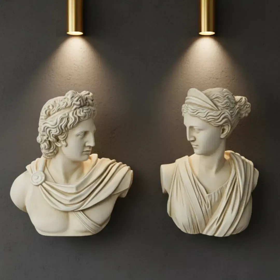  Dekoratif Duvar Büstü Diana ve Sezar Heykeli (40x29cm) - 2