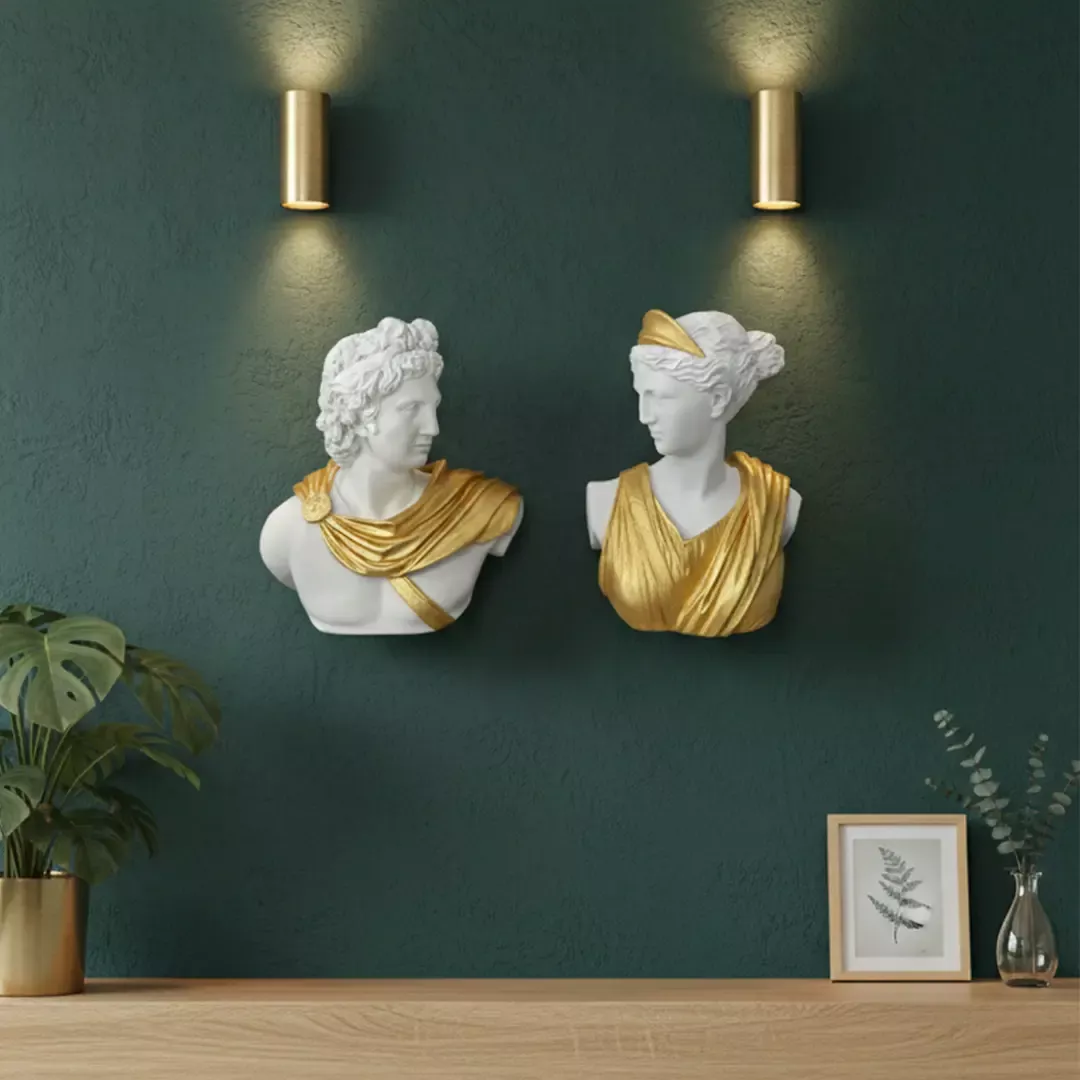  Dekoratif Duvar Büstü Diana ve Sezar Heykeli (40x29cm) - 4
