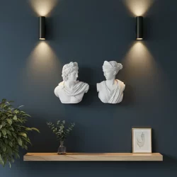  Dekoratif Duvar Büstü Diana ve Sezar Heykeli (40x29cm) - 5