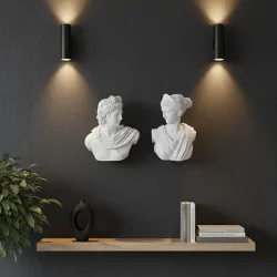  Dekoratif Duvar Büstü Diana ve Sezar Heykeli (40x29cm) - 6