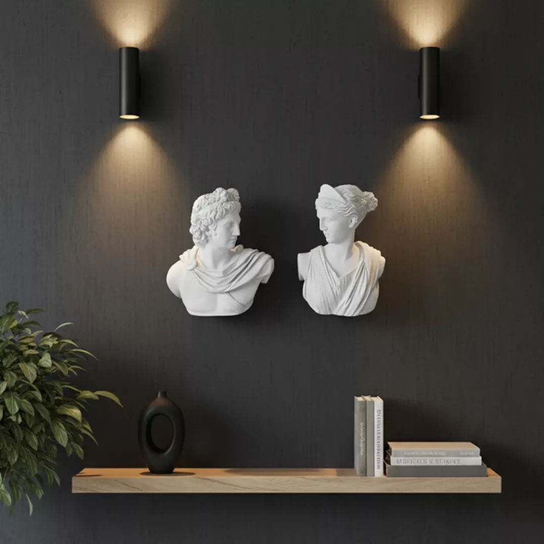  Dekoratif Duvar Büstü Diana ve Sezar Heykeli (40x29cm) - 6