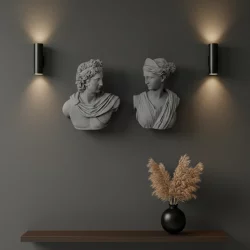  Dekoratif Duvar Büstü Diana ve Sezar Heykeli (40x29cm) - 8