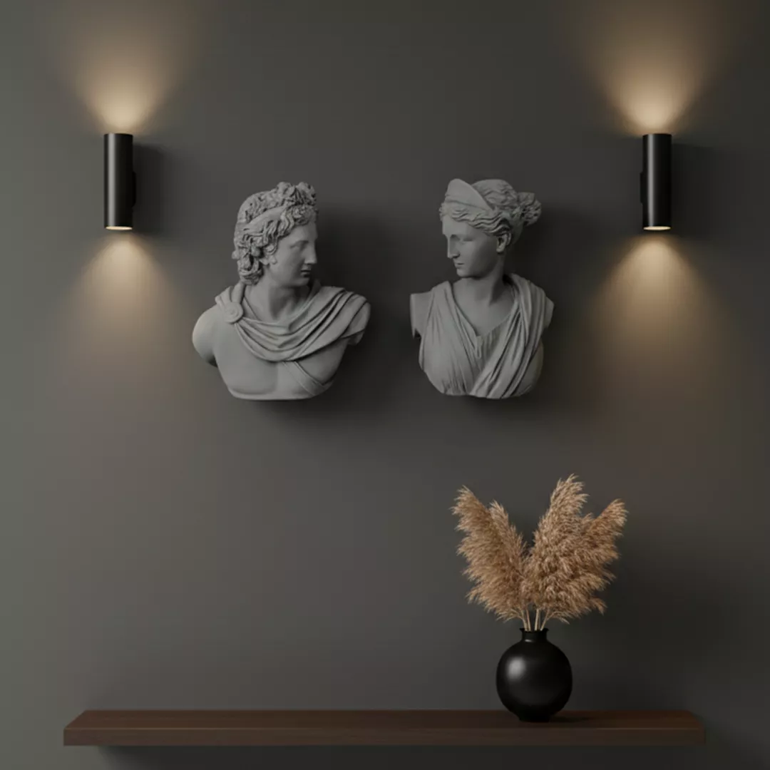  Dekoratif Duvar Büstü Diana ve Sezar Heykeli (40x29cm) - 8