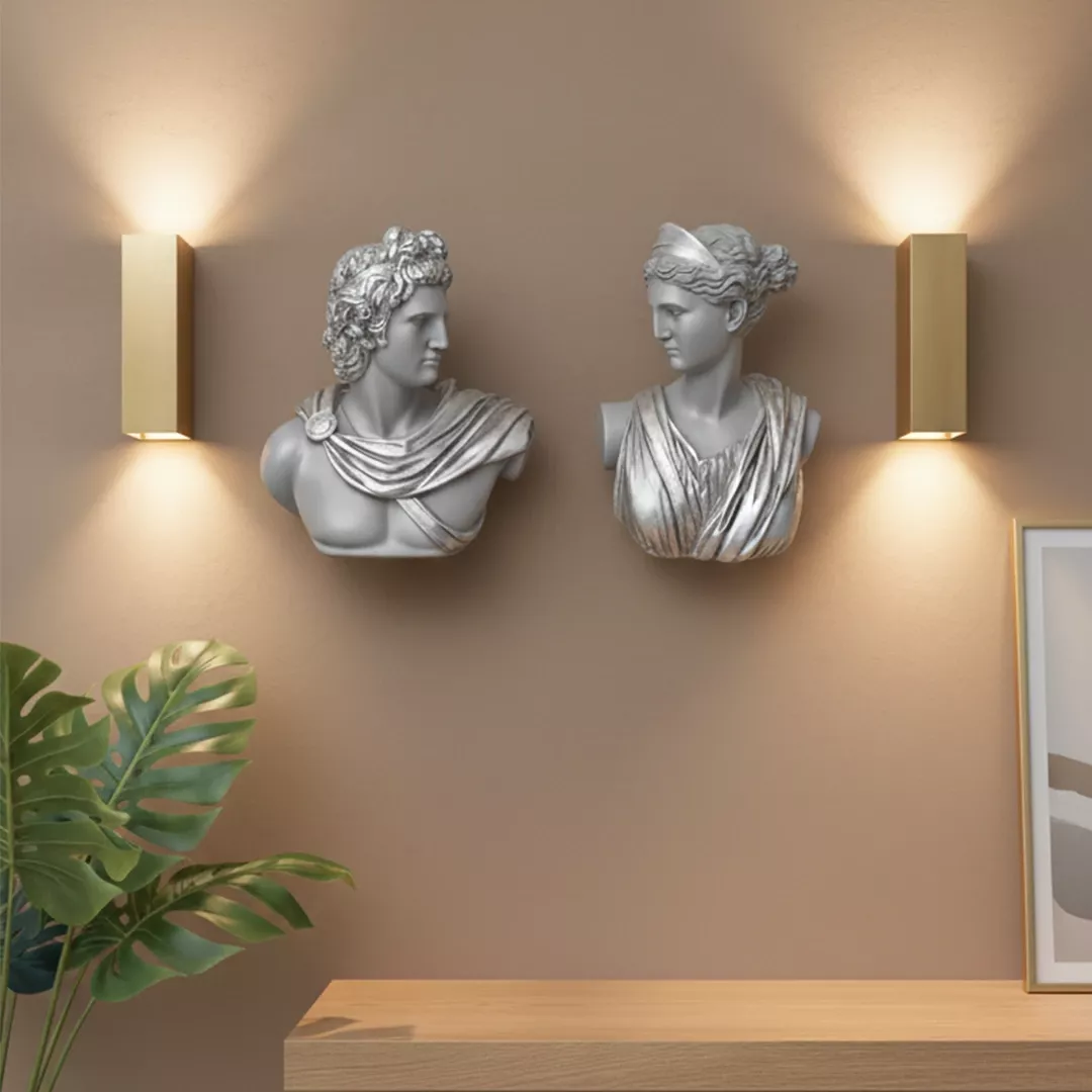  Dekoratif Duvar Büstü Diana ve Sezar Heykeli (40x29cm) - 9