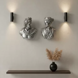  Dekoratif Duvar Büstü Diana ve Sezar Heykeli (40x29cm) - 10