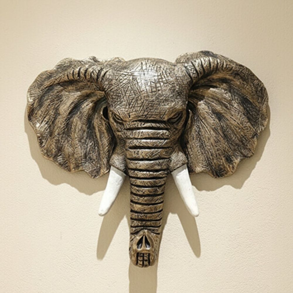 Dekoratif Duvar Fil Heykeli Dev Boy (60x45cm) - 4