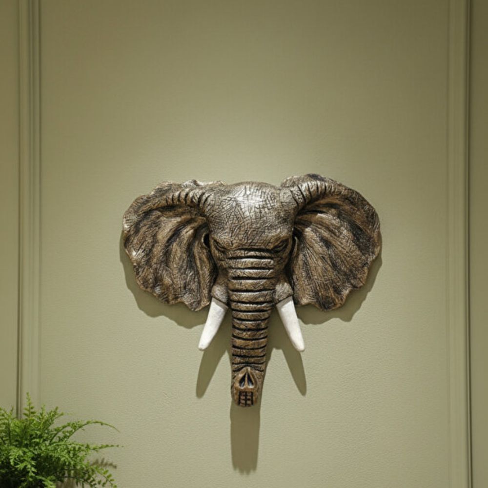 Dekoratif Duvar Fil Heykeli Dev Boy (60x45cm)