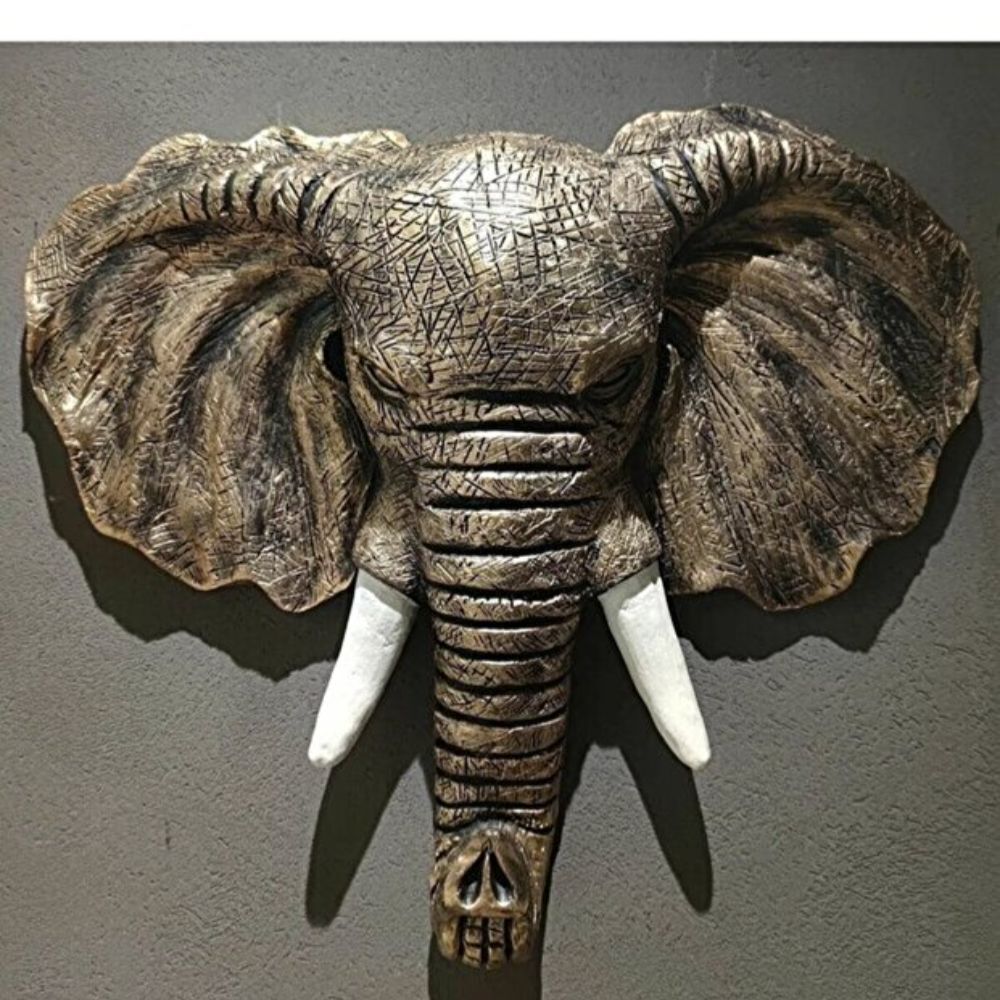 Dekoratif Duvar Fil Heykeli Dev Boy (60x45cm) - 3