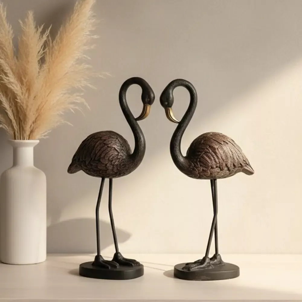 Dekoratif Flamingo Obje Biblo Seti (2 Parça) (25x14cm) - 2