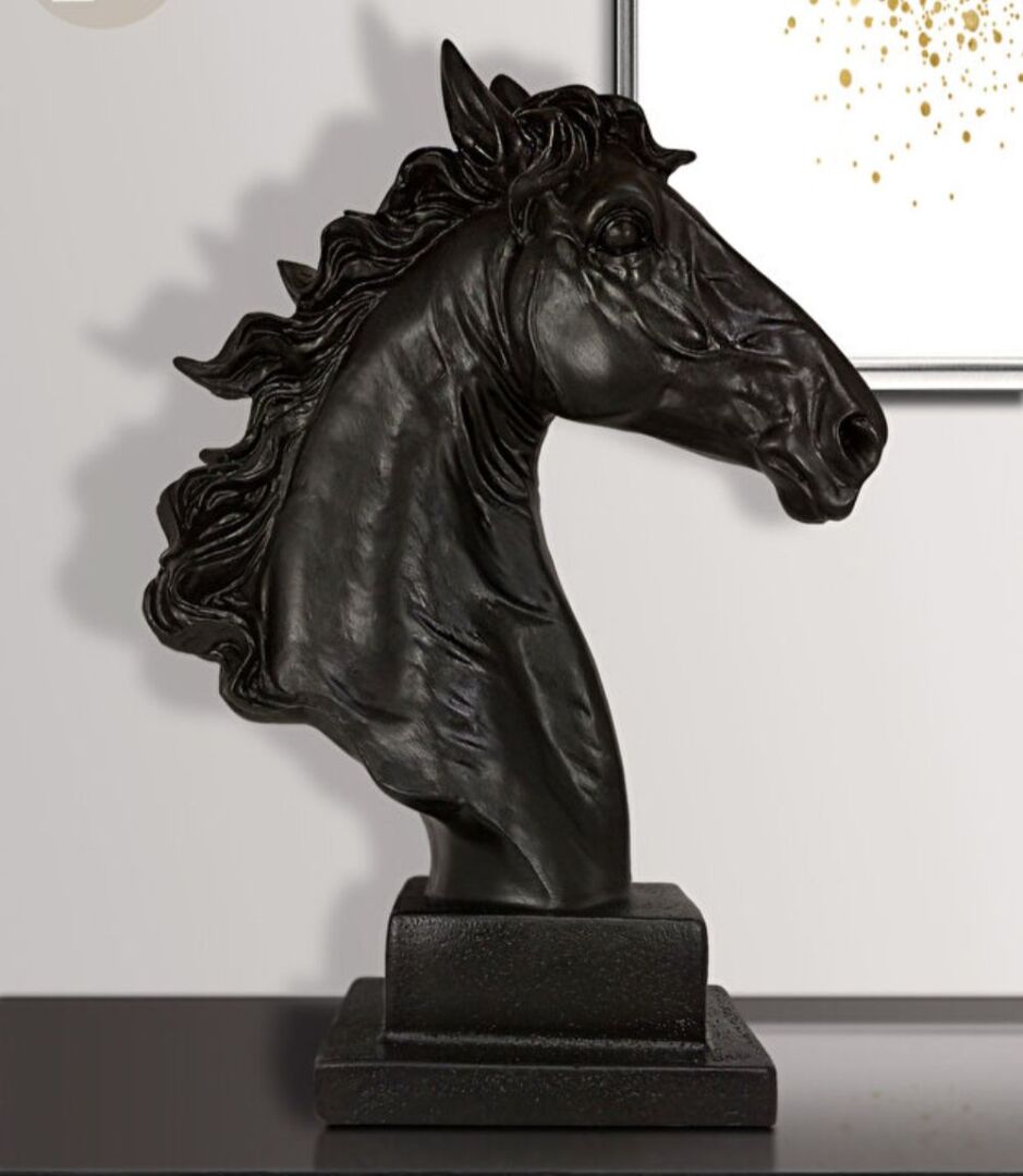 Dekoratif Kaideli At Kafası (At Başı) Büst Heykel Biblo (37x27cm)