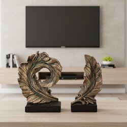 Dekoratif Kaideli Kuş Tüyü Biblo Seti 2 Adet (27x18cm) - 1