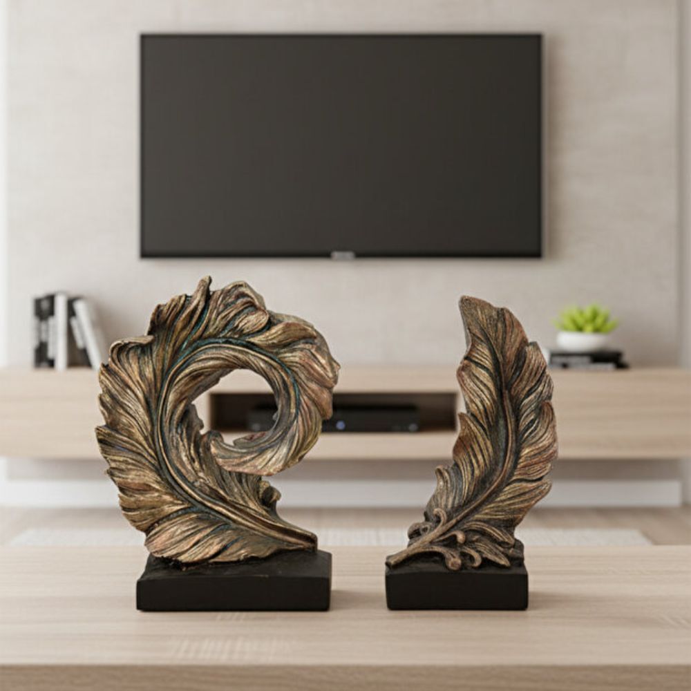 Dekoratif Kaideli Kuş Tüyü Biblo Seti 2 Adet (27x18cm)