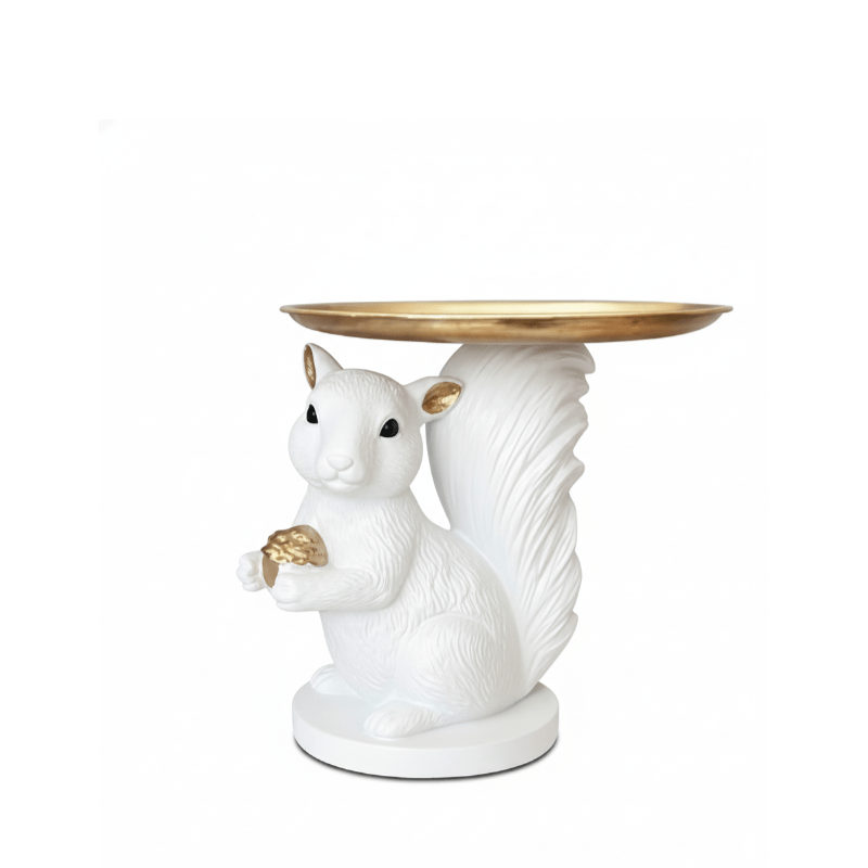 Dekoratif Lüks Sunumluk Tepsili Sincap Biblo (El Boyaması 20x17cm) - 4