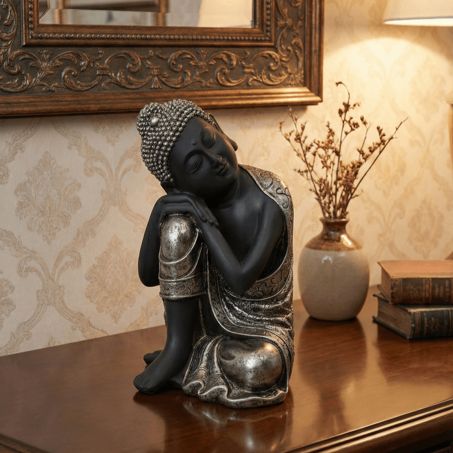 Dekoratif Oturan ve Düşünen Buda Heykeli (34x20cm) - 2