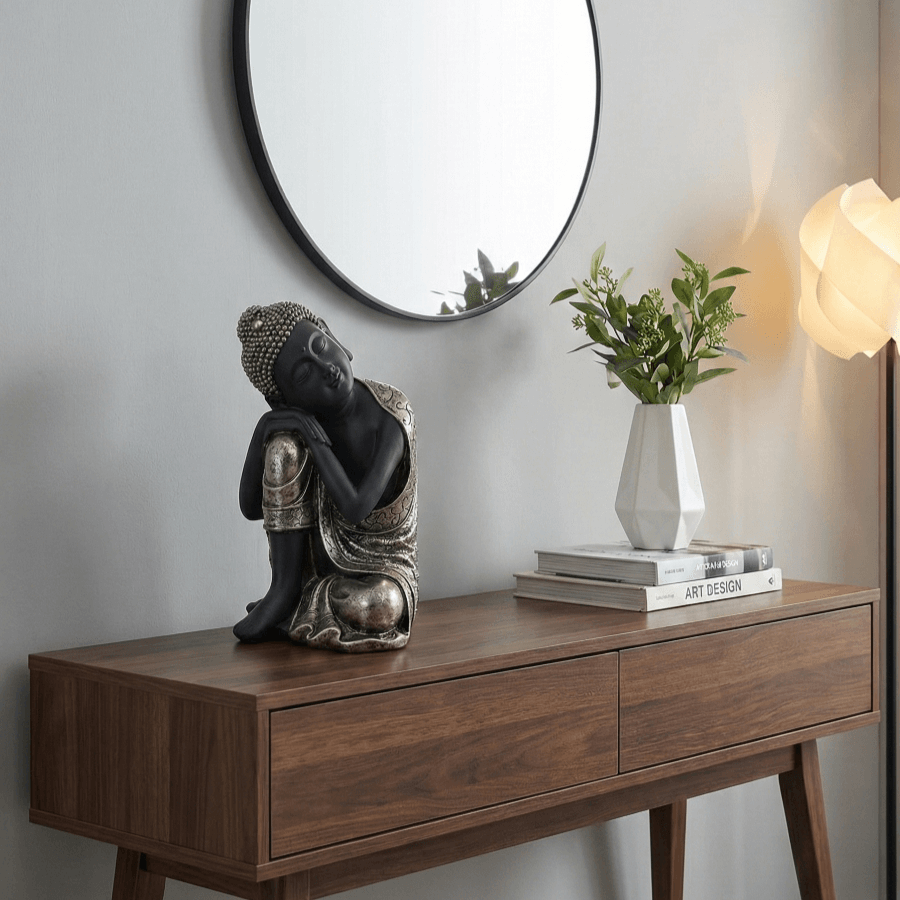 Dekoratif Oturan ve Düşünen Buda Heykeli (34x20cm)