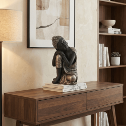 Dekoratif Oturan ve Düşünen Buda Heykeli (34x20cm) - 3