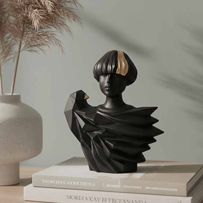 Dekoratif Seoa Siyah Biblo 3D Siyah Genç Kadın (12x25x30cm)
