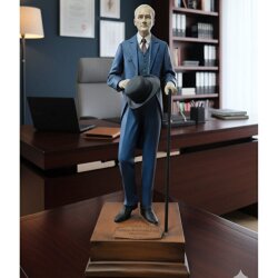  Dekoratif Standlı Atatürk Heykeli Biblo Figür El Boyaması (26x6cm) - 1