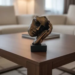 Dekoratif Uyuyan Kadın Maske Heykeli Biblo Obje (21X16cm) - 1