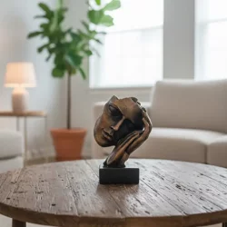 Dekoratif Uyuyan Kadın Maske Heykeli Biblo Obje (21X16cm) - 2