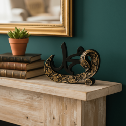 Dekoratif Vav ve Muhammed Motifli Biblo Obje (25x23cm) - 5