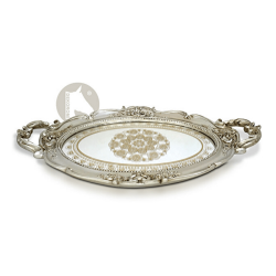 Dekoratif Vintage Aynalı Nişan, Kına, Söz Tepsisi (48x28cm) - 9