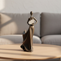 Dekoratif Yelpazeli Kadın Şaraplık ve Şişe Tutucu Biblo (35x17cm) - 1